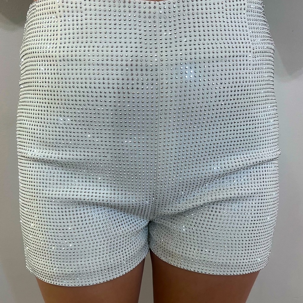 Brand new White rhinestone studded shorts